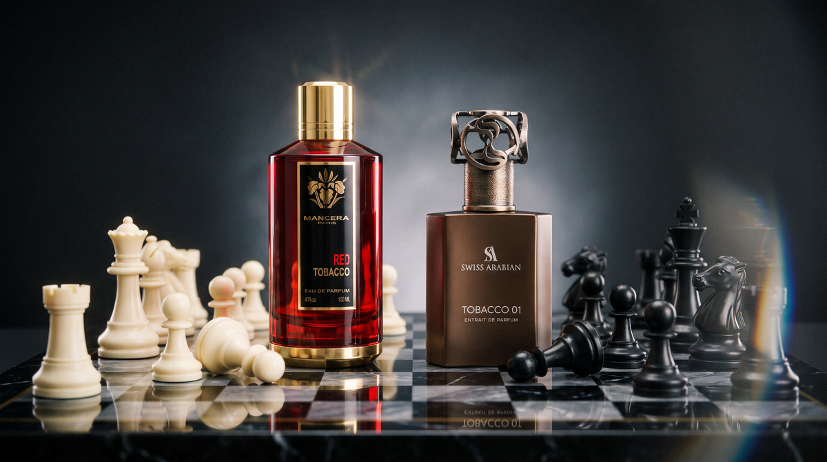 Mancera Red Tobacco and Swiss Arabian Tobacco 01 bottles