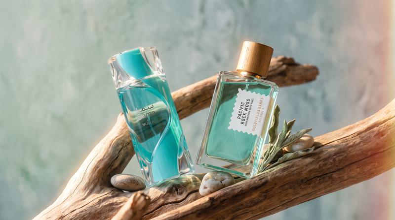 Nusuk Sama and Goldfield and Banks Pacific Rock Moss bottles