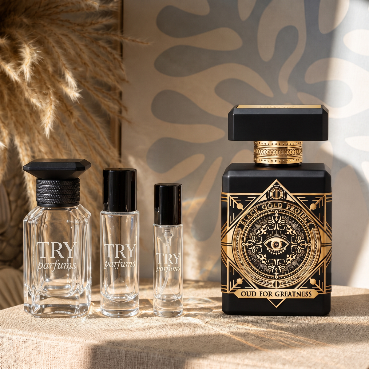 Initio Oud for Greatness decant in 30ml, 10ml and 5ml TryParfums bottles