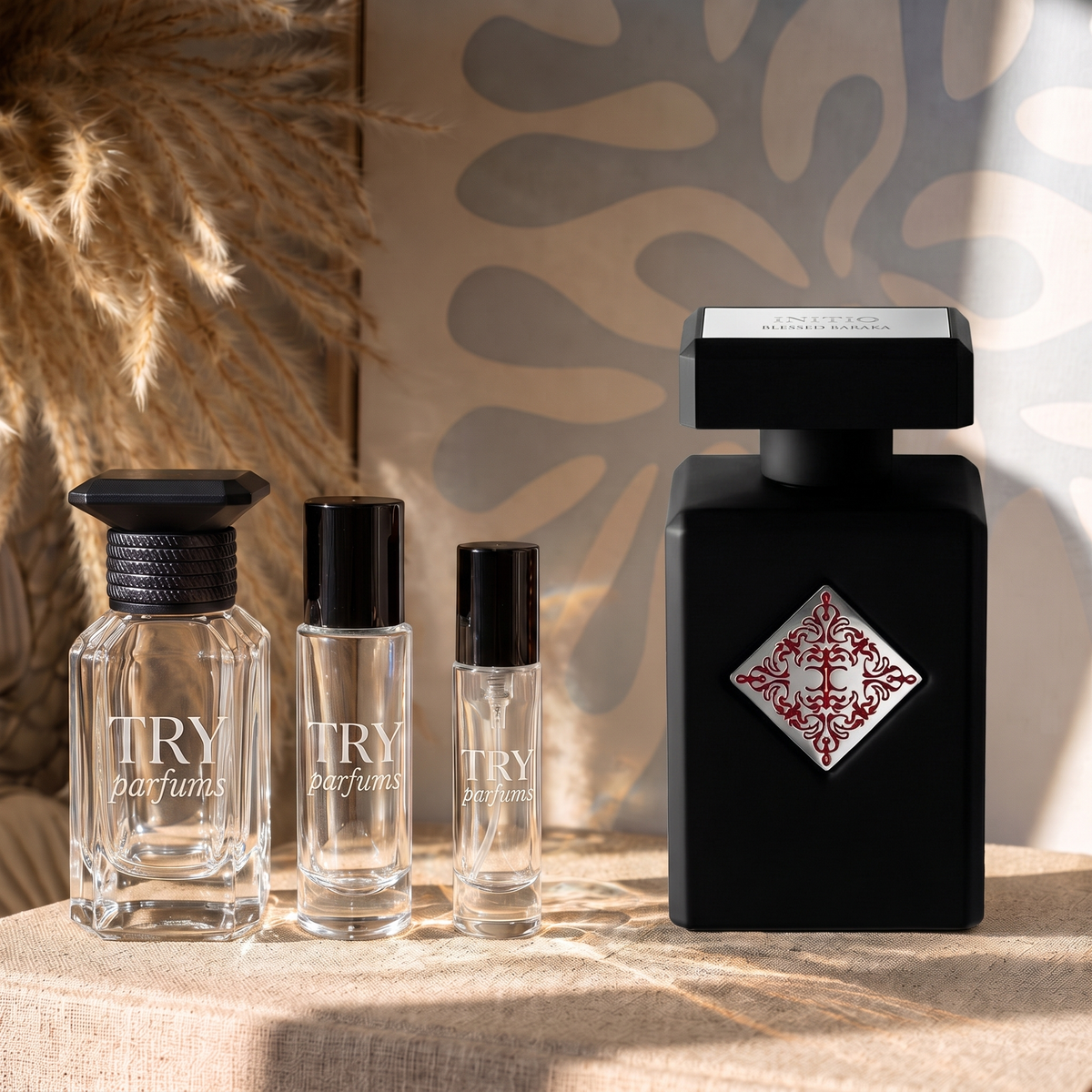 Initio Blessed Baraka decant in 30ml, 10ml and 5ml TryParfums bottles