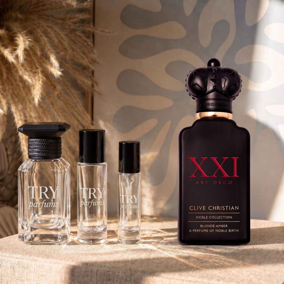 Clive Christian XXI Art Deco Blonde Amber decant in 30ml, 10ml and 5ml TryParfums bottles