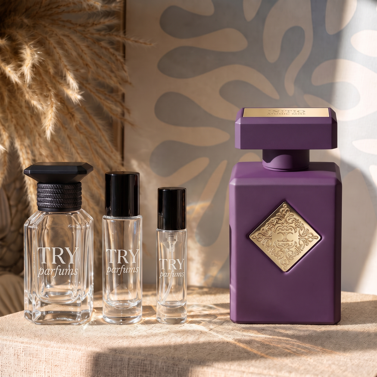 Initio Atomic Rose decant in 30ml, 10ml and 5ml TryParfums bottles