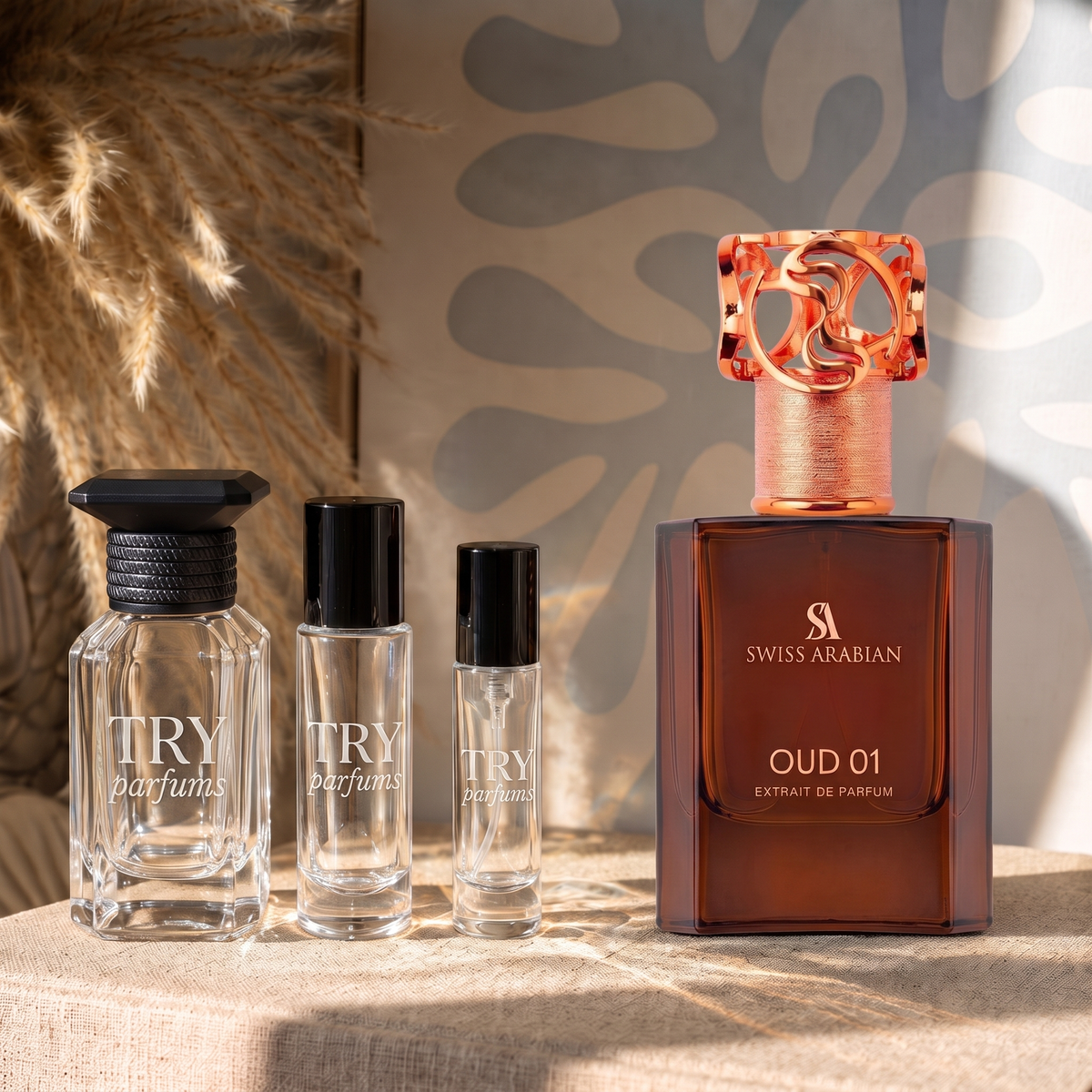 Swiss Arabian Oud 01 decant in 30ml, 10ml and 5ml TryParfums bottles
