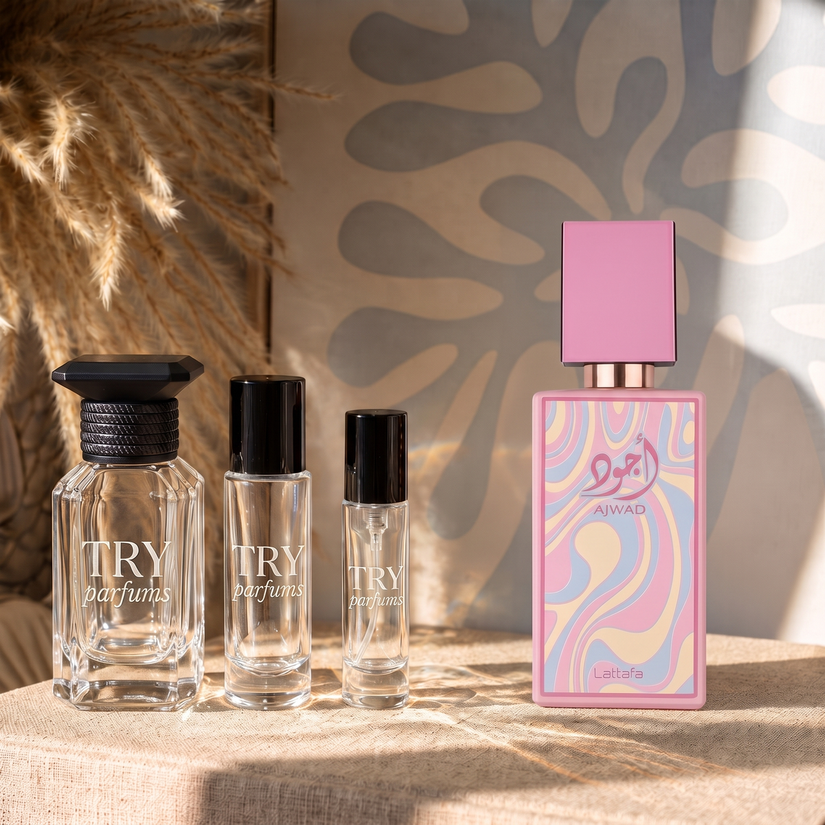 Lattafa Ajwad Pink to Pink Creamy Elixir decant in 30ml, 10ml and 5ml TryParfums bottles