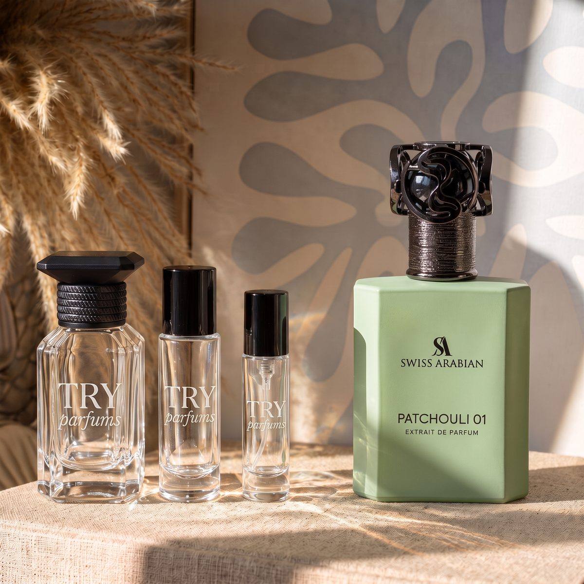 Swiss Arabian Patchouli 01 decant in 30ml, 10ml and 5ml TryParfums bottles