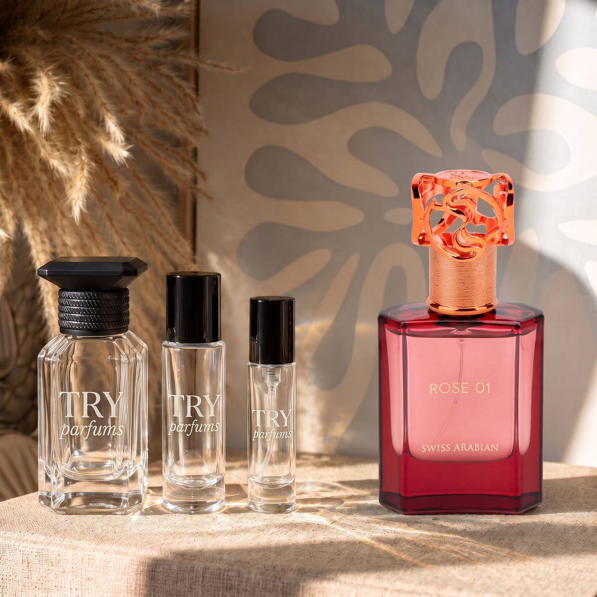 Swiss Arabian Rose 01 decant in 30ml, 10ml and 5ml TryParfums bottles