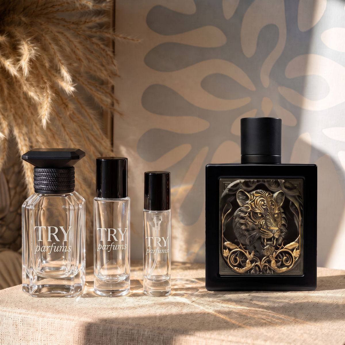 Rayhaan Tiger decant in 30ml, 10ml and 5ml TryParfums bottles