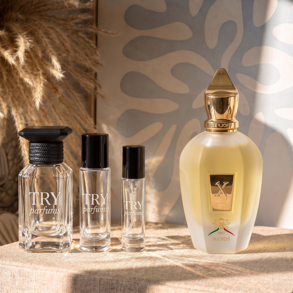 Xerjoff Naxos decant in 30ml, 10ml and 5ml TryParfums bottles