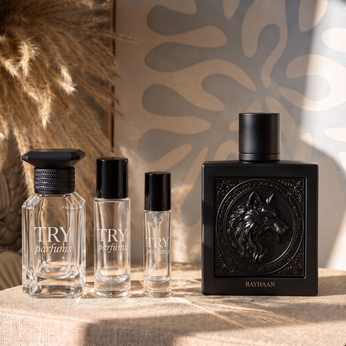 Rayhaan Wolf decant in 30ml, 10ml and 5ml TryParfums bottles