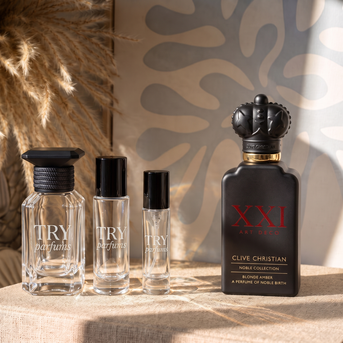 Clive Christian XXI Art Deco Blonde Amber decant in 30ml, 10ml and 5ml TryParfums bottles