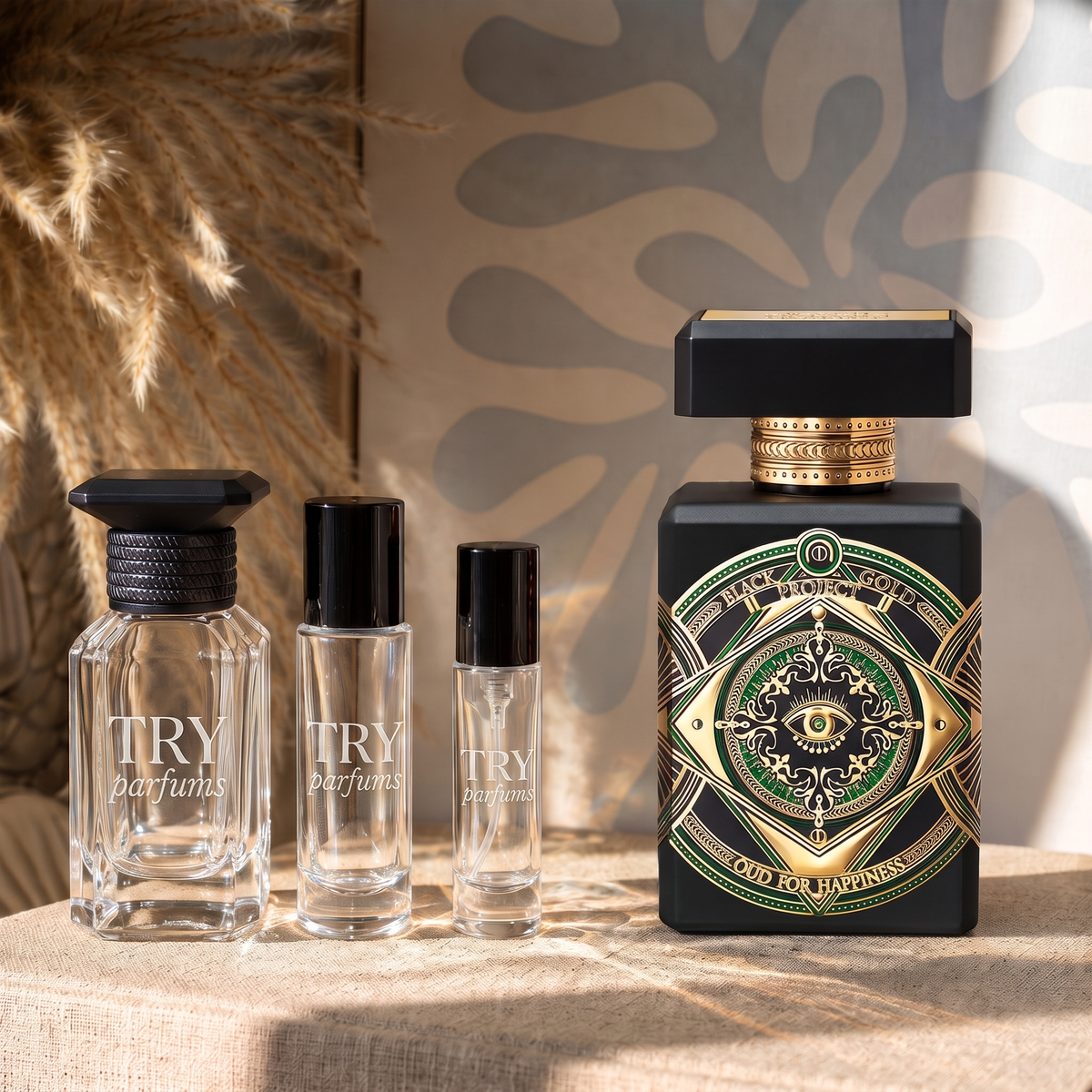 Initio Oud for Happiness decant in 30ml, 10ml and 5ml TryParfums bottles