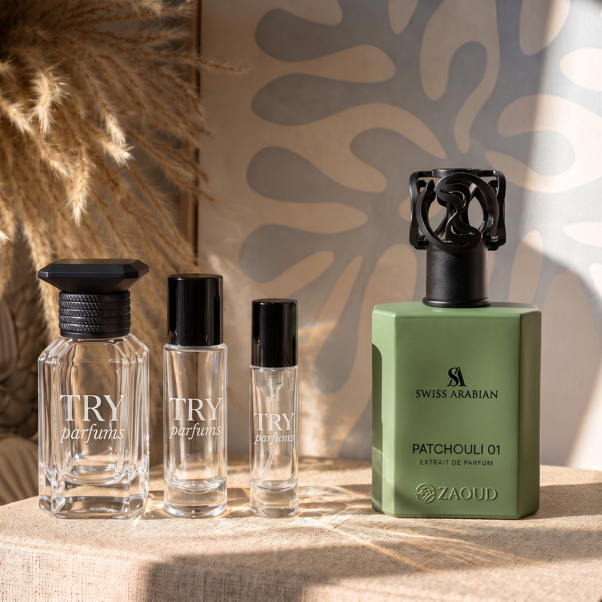 Swiss Arabian Patchouli 01 decant in 30ml, 10ml and 5ml TryParfums bottles