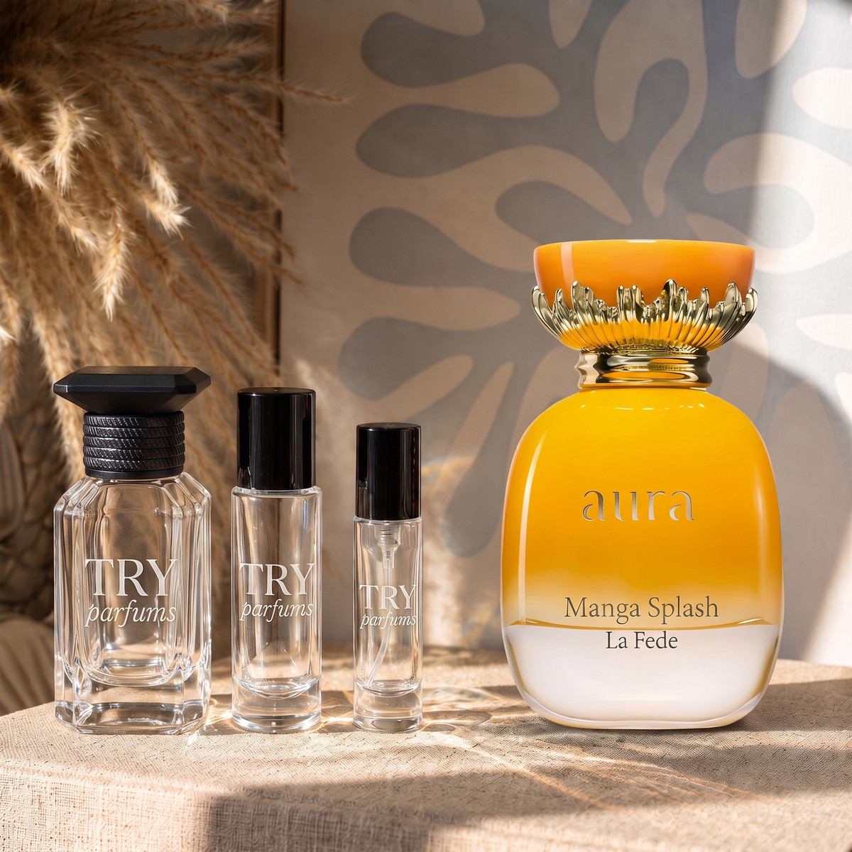 Khadlaj Aura Manga Splash decant in 30ml, 10ml and 5ml TryParfums bottles