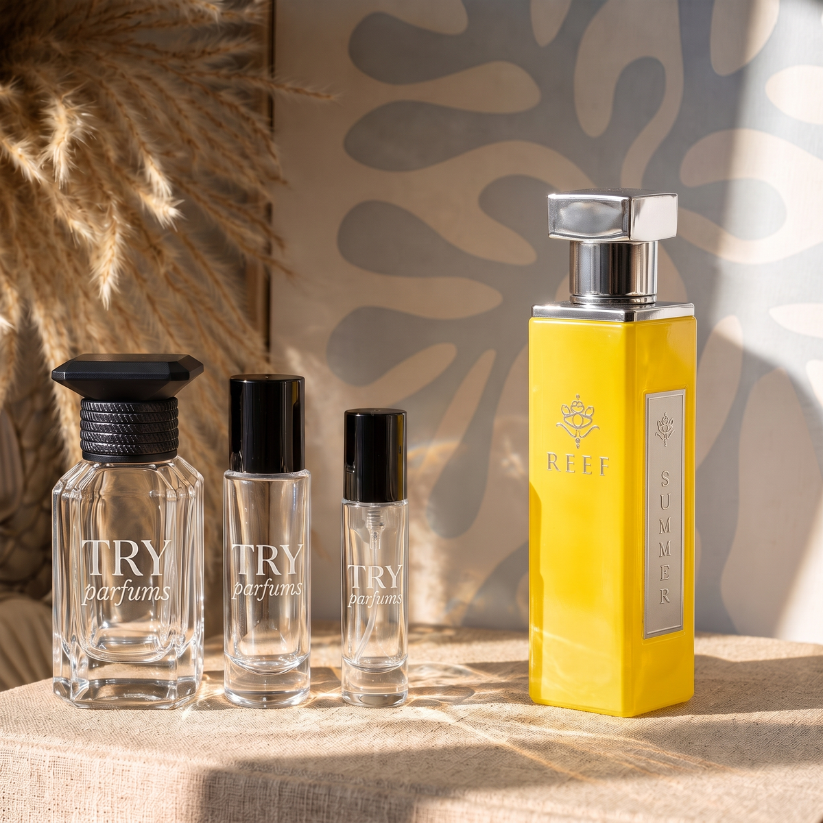 Reef Summer Yellow decant in 30ml, 10ml and 5ml TryParfums bottles