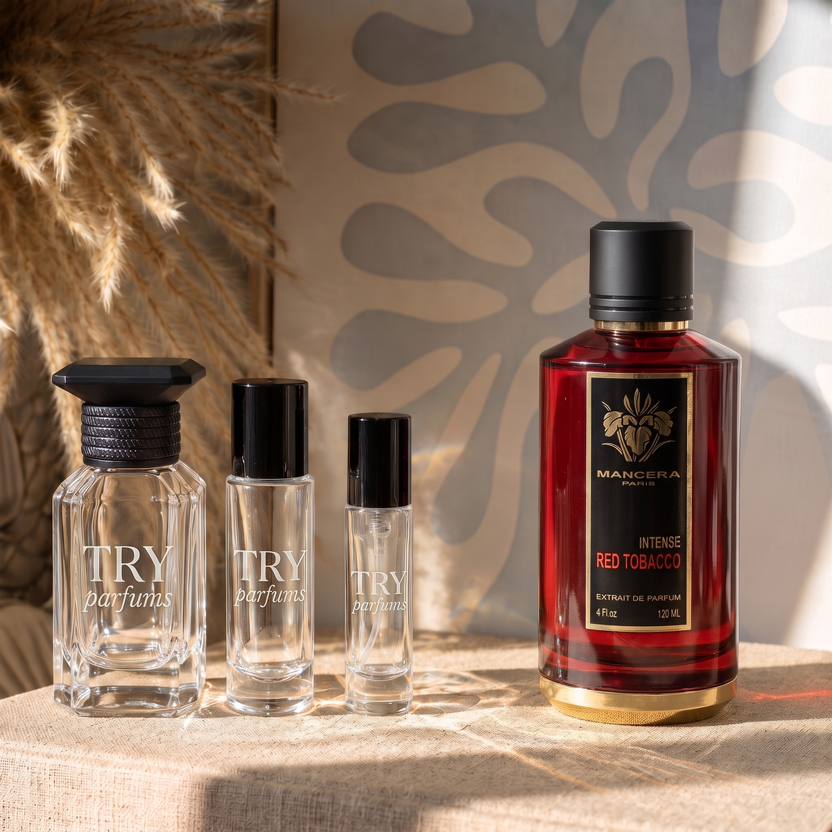 Mancera Red Tobacco Intense decant in 30ml, 10ml and 5ml TryParfums bottles