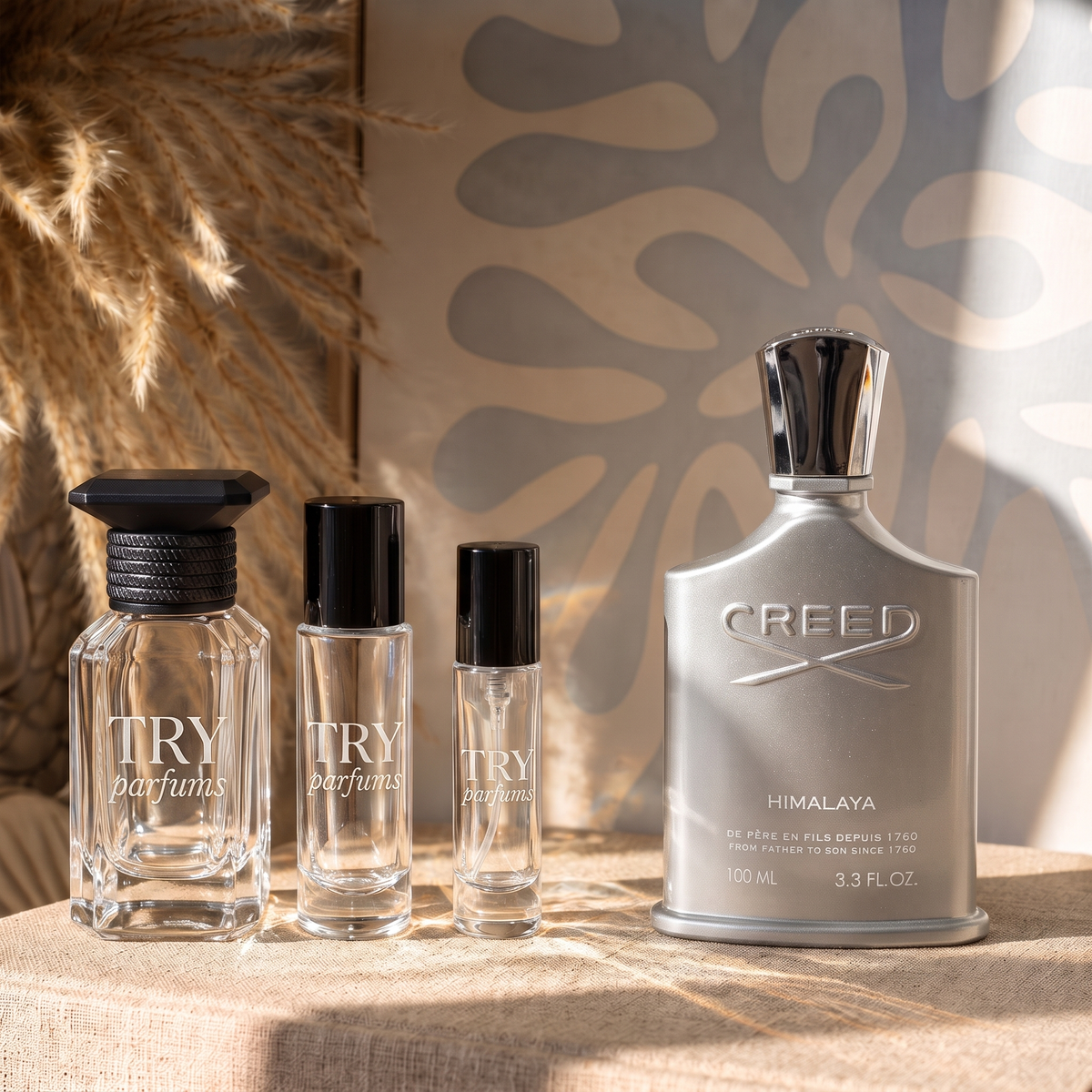 Creed Himalaya decant in 30ml, 10ml and 5ml TryParfums bottles