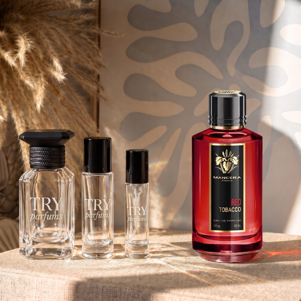 Mancera Red Tobacco decant in 30ml, 10ml and 5ml TryParfums bottles