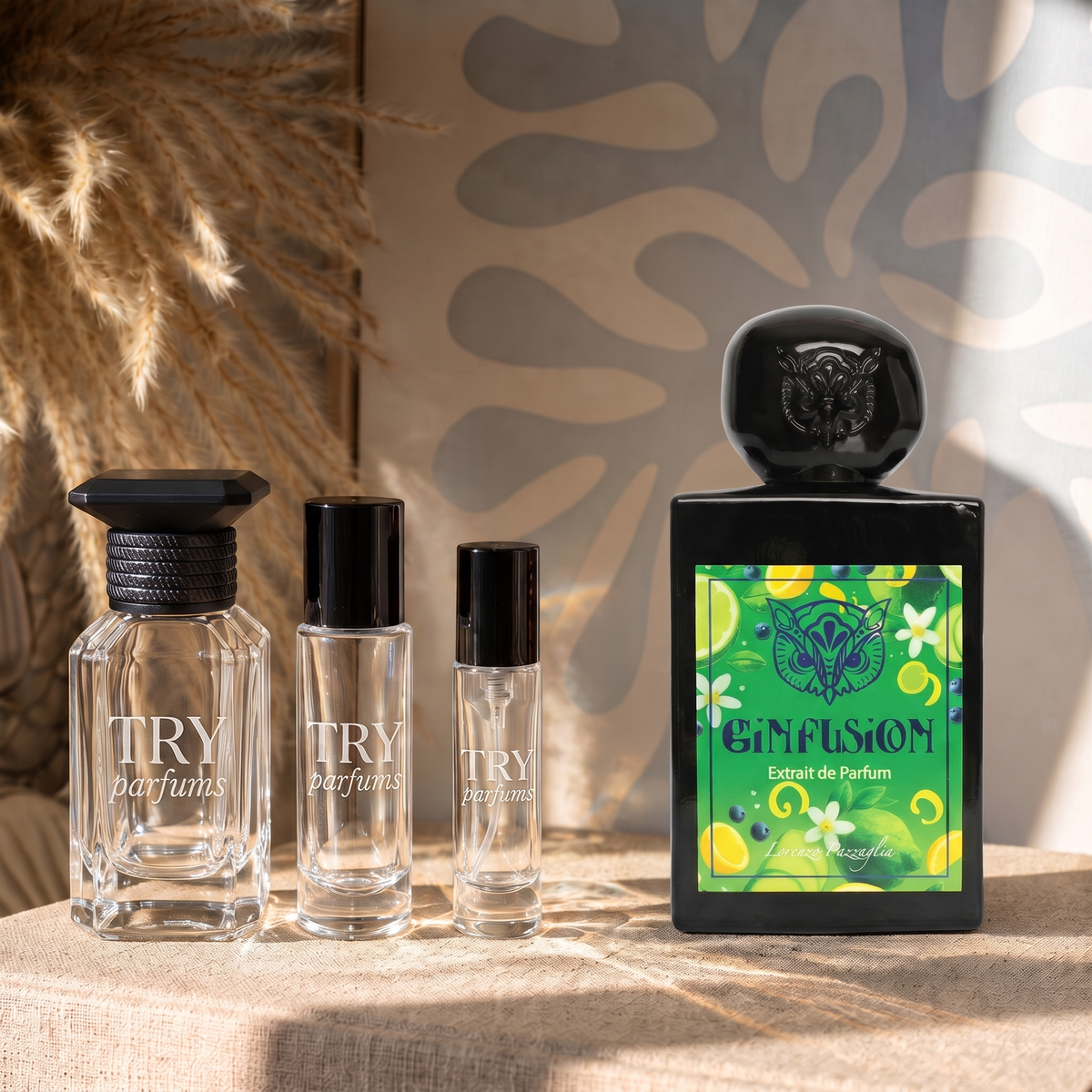 Lorenzo Pazzaglia Gin Fusion decant in 30ml, 10ml and 5ml TryParfums bottles