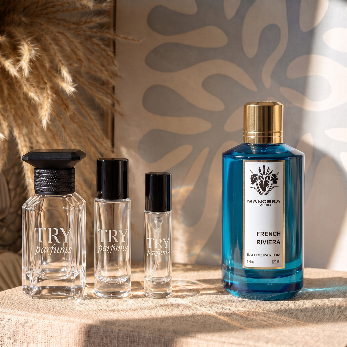 Mancera French Riviera decant in 30ml, 10ml and 5ml TryParfums bottles