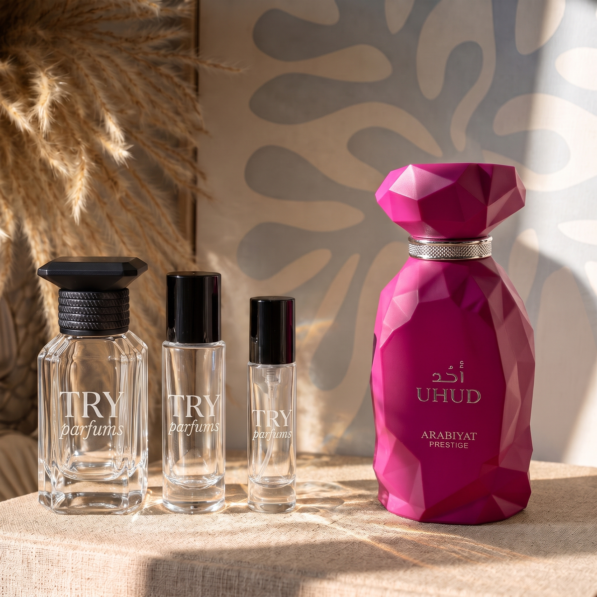 Arabiyat Prestige Uhud decant in 30ml, 10ml and 5ml TryParfums bottles