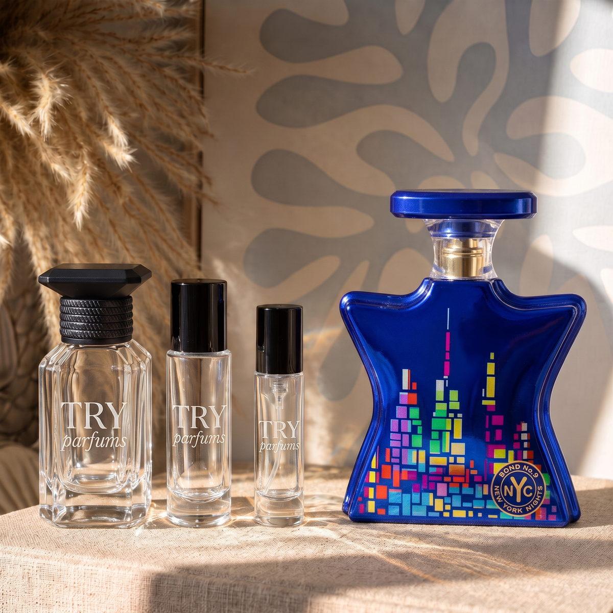 Bond No. 9 New York Nights decant in 30ml, 10ml and 5ml TryParfums bottles