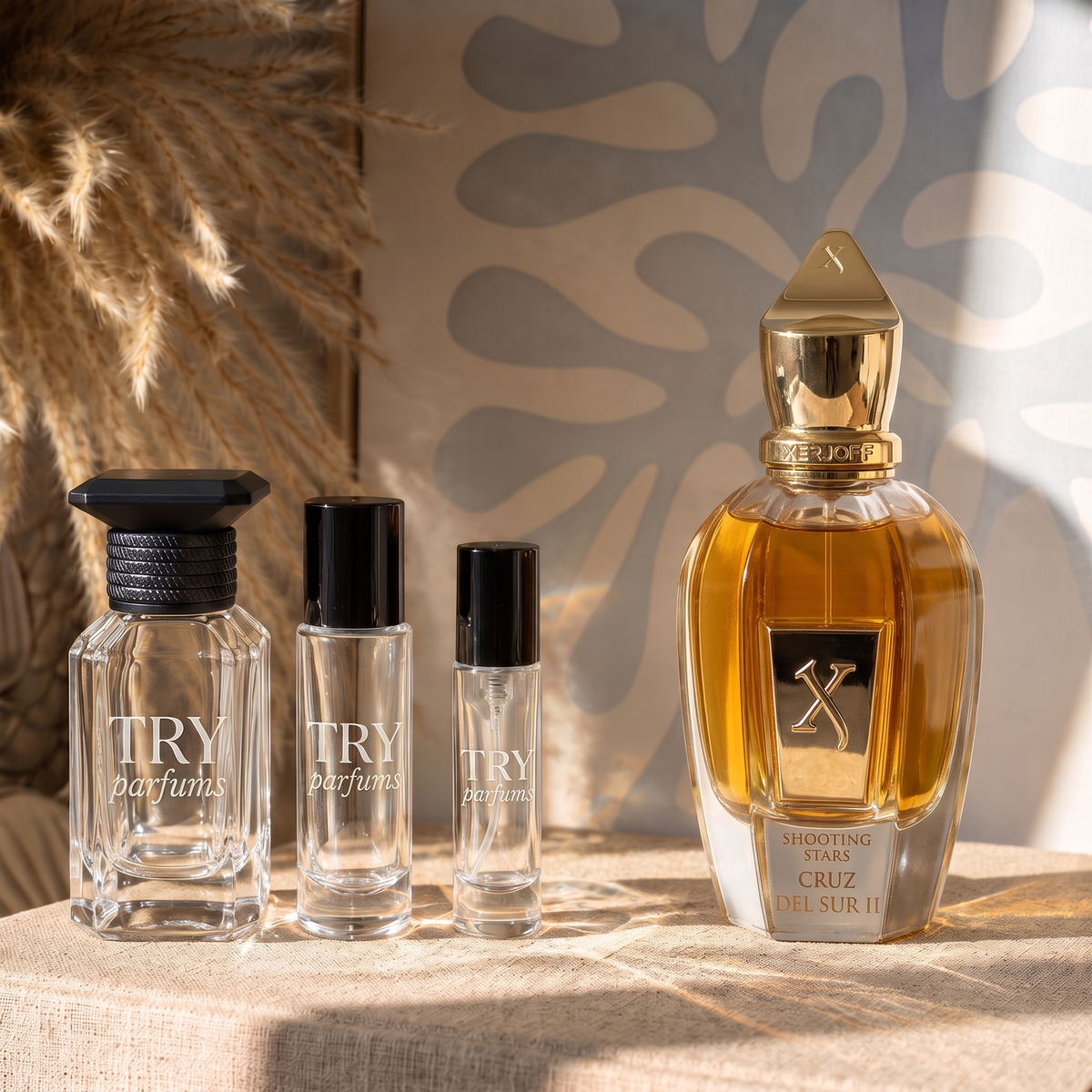 Xerjoff Cruz del Sur II decant in 30ml, 10ml and 5ml TryParfums bottles