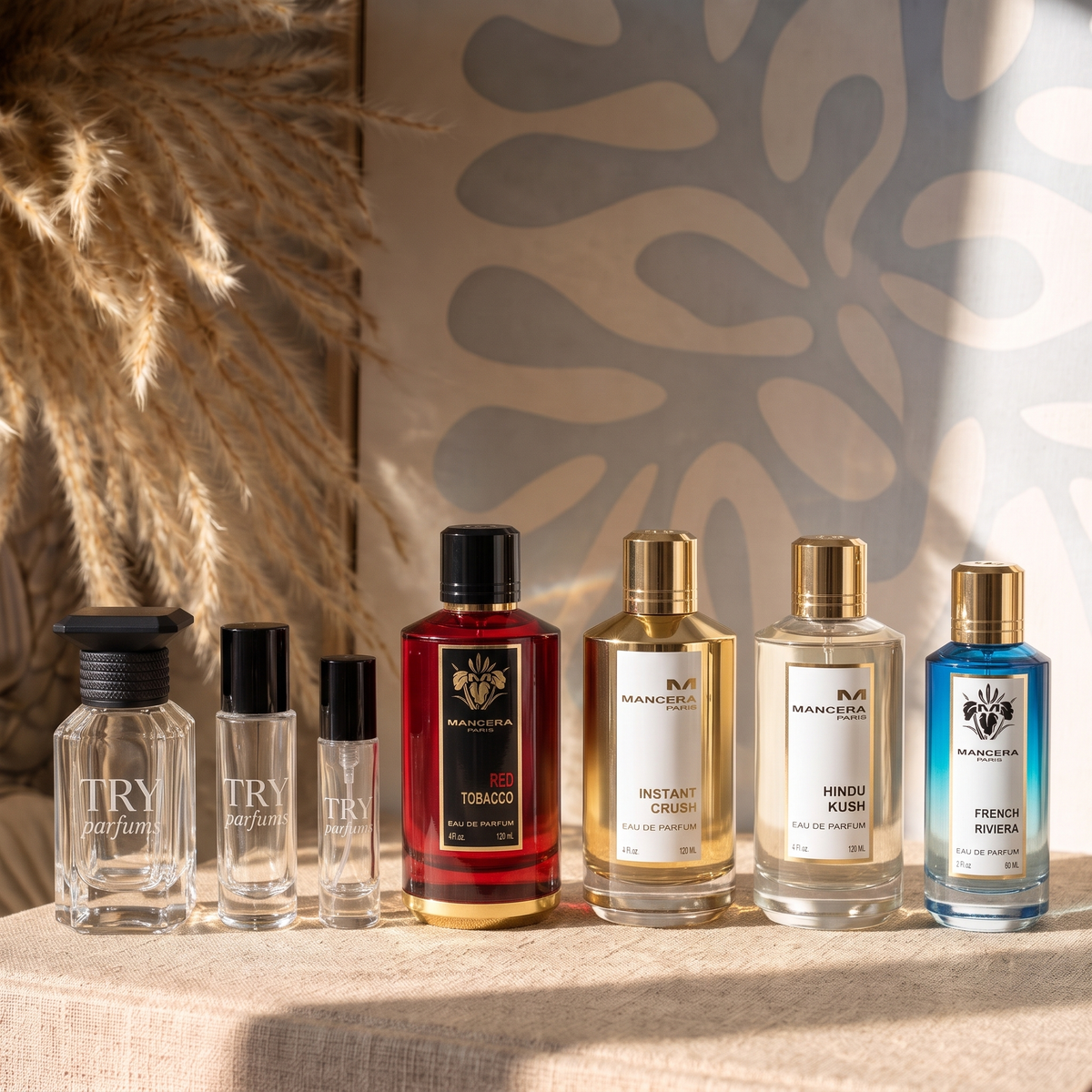 Mancera Red Tobacco, Instant Crush, Hindu Kush & French Riviera decant sample set