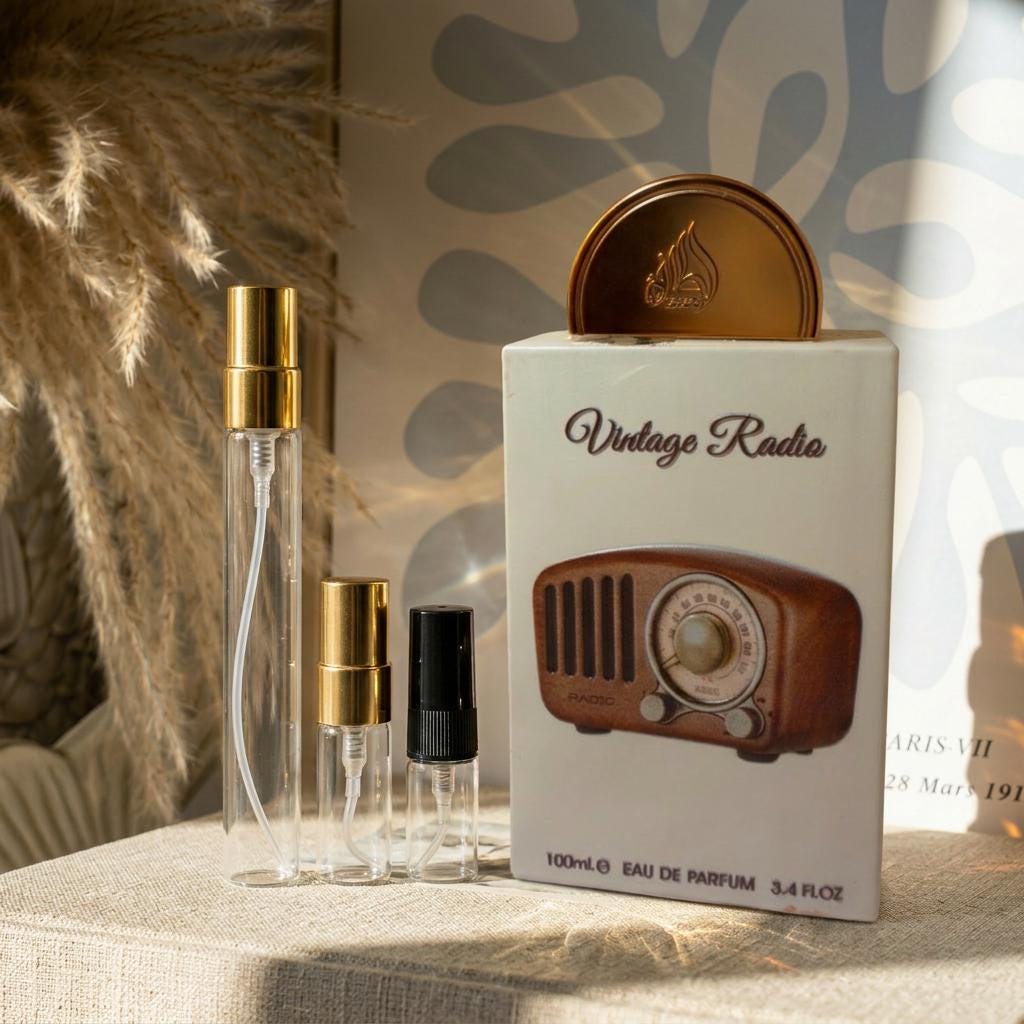 Lattafa Vintage Radio Sample Decant & Travel Spray