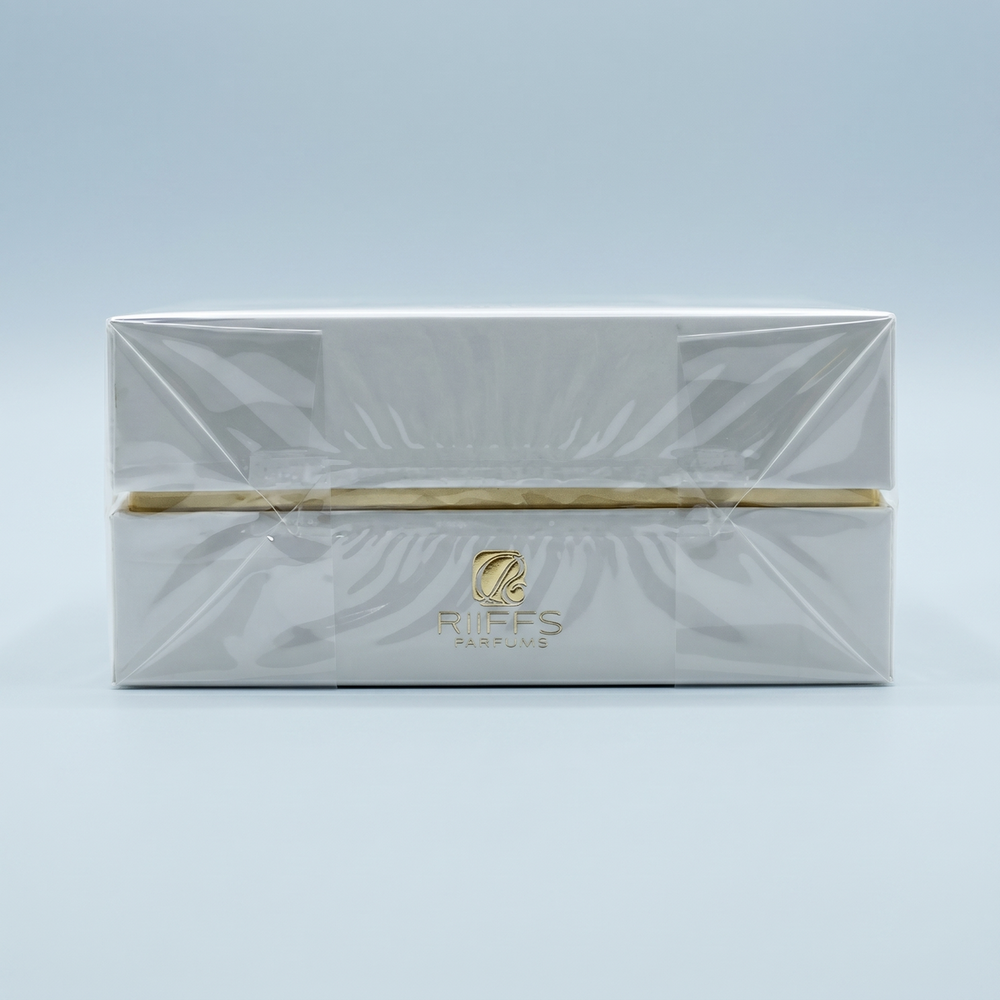 Close-up of the wrapping and folded edges on a Riiffs Zenith retail box